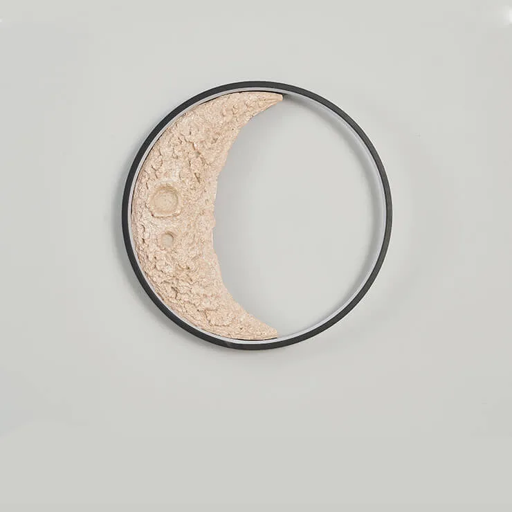 Paire d'appliques murales vintage en demi-lune en bois